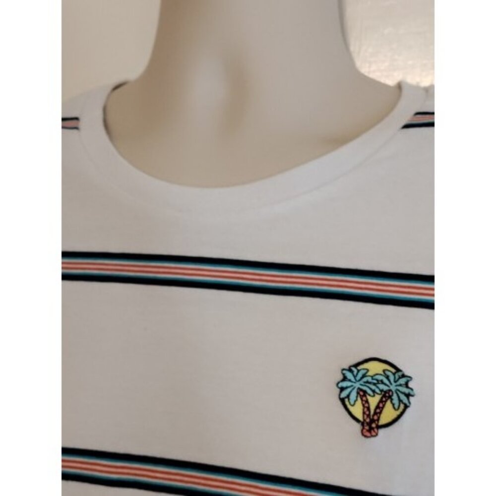 Aeropostale T-Shirt Striped Mens Large Embroidered Palm Tree